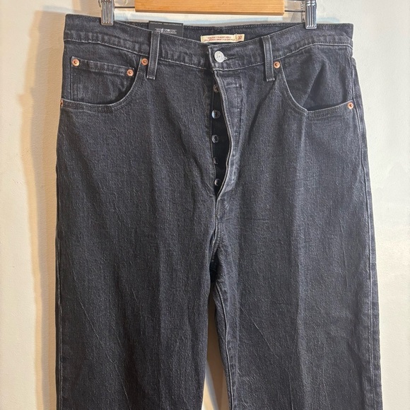 LEVI’S Sz 32 Ribcage Ankle Straight Washout Black Button Fly Jeans NEW WITH TAG - Picture 6 of 16